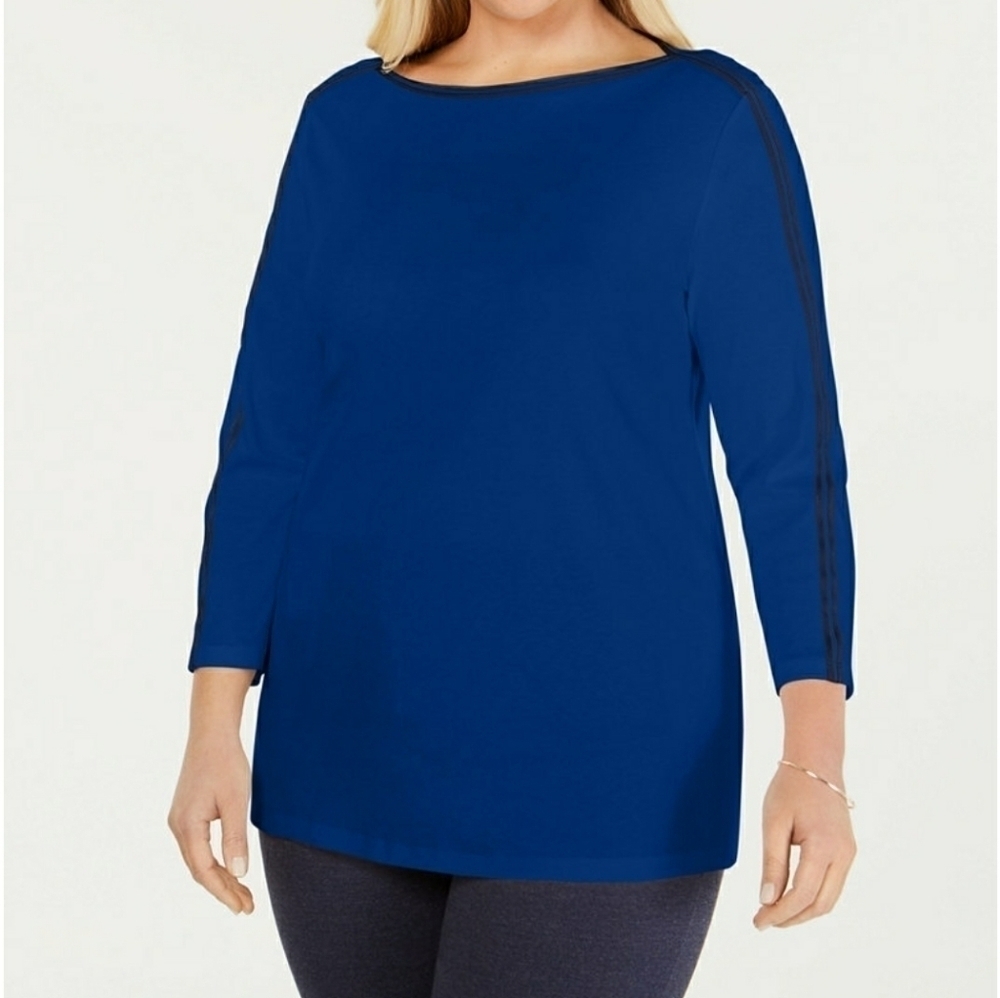 CHARTER CLUB PLUS SIZE 2X ATHLETIC TRIM‎ TOP